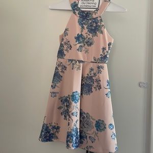 Girls blush and blue midi dress